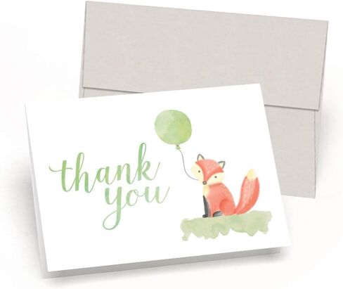 لطيف مثل الثعلب! بطاقات شكر لحفل استقبال الأطفال من Little Fox (مجموعة مكونة من 10 بطاقات + أظرف) - ثعلب صغير بألوان مائية - من Palmer Street Press (أزرق) in Kuwait
