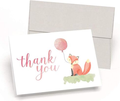 لطيف مثل الثعلب! بطاقات شكر لحفل استقبال الأطفال من Little Fox (مجموعة مكونة من 10 بطاقات + أظرف) - ثعلب صغير بألوان مائية - من Palmer Street Press (أزرق) in Kuwait