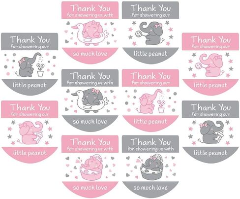 مجموعة مكونة من 120 ملصقًا لهدايا استحمام الطفل، ملصقات زجاجات صغيرة لمطهر اليد - ملصقات شكرًا لك على هدايا استحمام الطفل (وردي) in Kuwait