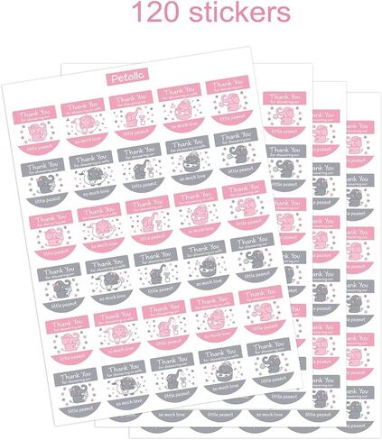 مجموعة مكونة من 120 ملصقًا لهدايا استحمام الطفل، ملصقات زجاجات صغيرة لمطهر اليد - ملصقات شكرًا لك على هدايا استحمام الطفل (وردي) in Kuwait