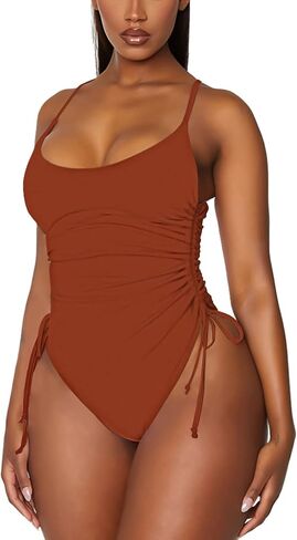 TOLENY Women's Tummy Control One Piece Swimsuits Ruched Drawstring Bathing Suits Swimwear in Saudi Arabia