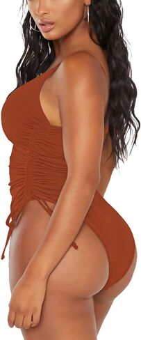 TOLENY Women's Tummy Control One Piece Swimsuits Ruched Drawstring Bathing Suits Swimwear in Saudi Arabia