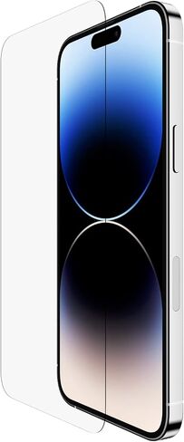 واقي شاشة Belkin UltraGlass لهاتف iPhone 14 وiPhone 13 Pro - سهل الاستخدام مع صينية دليل التثبيت - واقي شاشة من الزجاج المقوى الشفاف مع شاشة معالجة مضادة للميكروبات in Saudi Arabia