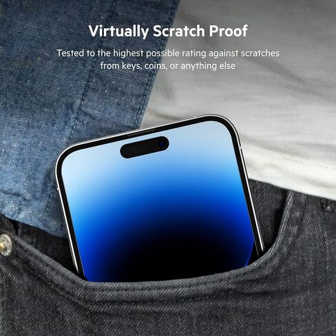 واقي شاشة Belkin UltraGlass لهاتف iPhone 14 وiPhone 13 Pro - سهل الاستخدام مع صينية دليل التثبيت - واقي شاشة من الزجاج المقوى الشفاف مع شاشة معالجة مضادة للميكروبات in Saudi Arabia