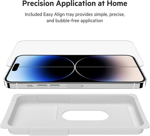 واقي شاشة Belkin UltraGlass لهاتف iPhone 14 وiPhone 13 Pro - سهل الاستخدام مع صينية دليل التثبيت - واقي شاشة من الزجاج المقوى الشفاف مع شاشة معالجة مضادة للميكروبات in Saudi Arabia