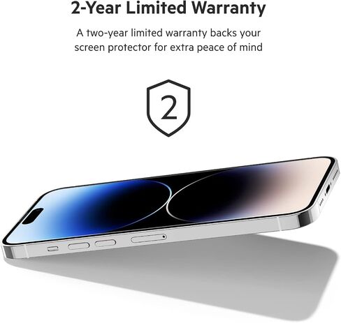واقي شاشة Belkin UltraGlass لهاتف iPhone 14 وiPhone 13 Pro - سهل الاستخدام مع صينية دليل التثبيت - واقي شاشة من الزجاج المقوى الشفاف مع شاشة معالجة مضادة للميكروبات in Saudi Arabia