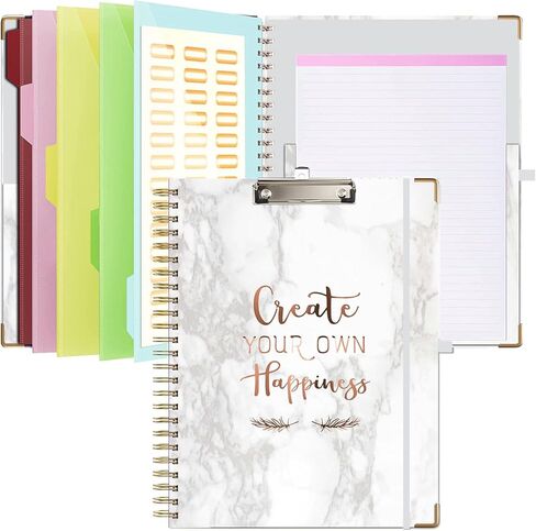 حافظة حافظة مع مفكرة قابلة لإعادة الملء، حافظة لطيفة 5 فواصل مع 10 جيوب، حافظة حافظة حلزونية مع حلقة قلم للمدرسة والمكتب والتمريض in Kuwait