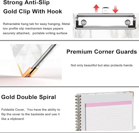 حافظة حافظة مع مفكرة قابلة لإعادة الملء، حافظة لطيفة 5 فواصل مع 10 جيوب، حافظة حافظة حلزونية مع حلقة قلم للمدرسة والمكتب والتمريض in Kuwait