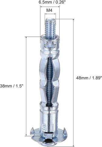 uxcell M4x38mm Hollow Drive Wall Bolt Screws Zinc Plated Steel for Drywall, Plaster and Tile 10pcs in Saudi Arabia