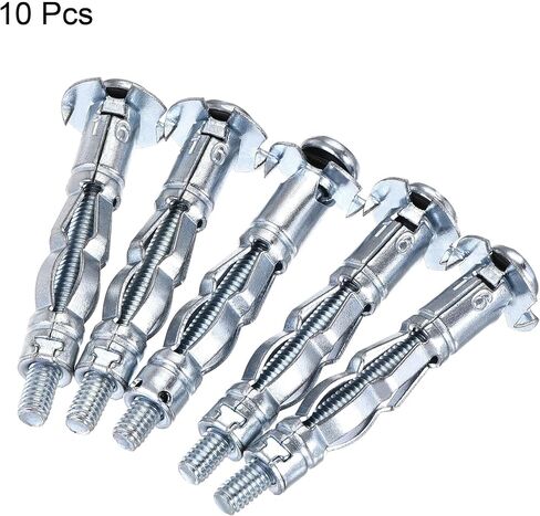 uxcell M4x38mm Hollow Drive Wall Bolt Screws Zinc Plated Steel for Drywall, Plaster and Tile 10pcs in Saudi Arabia
