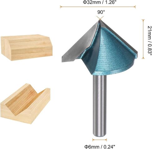 2set V Groove Router Bit 1.3" Dia 6mm Shank 0.8" Cutting Depth 90 Degree Carbide V Type Trimmer CNC Router Bit for 3D CNC Engraving Carving Woodwork with Conversion Collet, Cyan in Saudi Arabia