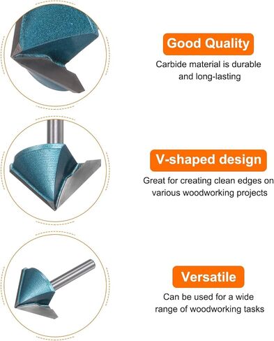 2set V Groove Router Bit 1.3" Dia 6mm Shank 0.8" Cutting Depth 90 Degree Carbide V Type Trimmer CNC Router Bit for 3D CNC Engraving Carving Woodwork with Conversion Collet, Cyan in Saudi Arabia