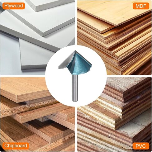 2set V Groove Router Bit 1.3" Dia 6mm Shank 0.8" Cutting Depth 90 Degree Carbide V Type Trimmer CNC Router Bit for 3D CNC Engraving Carving Woodwork with Conversion Collet, Cyan in Saudi Arabia