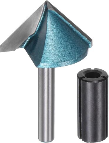 2set V Groove Router Bit 1.3" Dia 6mm Shank 0.8" Cutting Depth 90 Degree Carbide V Type Trimmer CNC Router Bit for 3D CNC Engraving Carving Woodwork with Conversion Collet, Cyan in Saudi Arabia