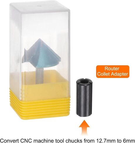 2set V Groove Router Bit 1.3" Dia 6mm Shank 0.8" Cutting Depth 90 Degree Carbide V Type Trimmer CNC Router Bit for 3D CNC Engraving Carving Woodwork with Conversion Collet, Cyan in Saudi Arabia
