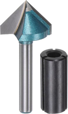 2set V Groove Router Bit 1.3" Dia 6mm Shank 0.8" Cutting Depth 90 Degree Carbide V Type Trimmer CNC Router Bit for 3D CNC Engraving Carving Woodwork with Conversion Collet, Cyan in Saudi Arabia