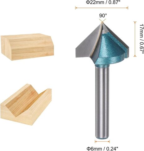 2set V Groove Router Bit 1.3" Dia 6mm Shank 0.8" Cutting Depth 90 Degree Carbide V Type Trimmer CNC Router Bit for 3D CNC Engraving Carving Woodwork with Conversion Collet, Cyan in Saudi Arabia