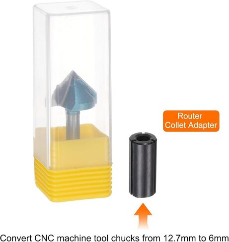 2set V Groove Router Bit 1.3" Dia 6mm Shank 0.8" Cutting Depth 90 Degree Carbide V Type Trimmer CNC Router Bit for 3D CNC Engraving Carving Woodwork with Conversion Collet, Cyan in Saudi Arabia