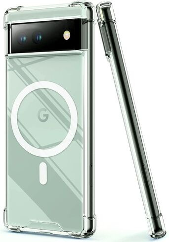 KIOMY Case for Google Pixel 6a Shockproof Bumper Protective Cover Hybrid Design Hard PC Back + Flexible TPU Raised Bezel Slim Fit with Airbags Corners Crystal Clear in Saudi Arabia