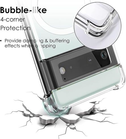 KIOMY Case for Google Pixel 6a Shockproof Bumper Protective Cover Hybrid Design Hard PC Back + Flexible TPU Raised Bezel Slim Fit with Airbags Corners Crystal Clear in Saudi Arabia