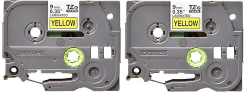 شريط مصفح Brother أصلي P-Touch 2-Pack TZe-621، طباعة سوداء على شريط مصفح لاصق قياسي أصفر لصانعي ملصقات P-Touch، كل لفة بعرض 0.35 بوصة/9 مم (3/8 بوصة)، وطول 26.2 (8 متر) in Saudi Arabia