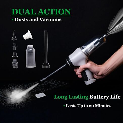 GajetNest Handheld Portable Vacuum Cleaner with Blower for Cars 15000PA Suction Powered by Brushless Motor with Washable HEPA Filter Fast Charging Longer Running Time, Model 1001 in Saudi Arabia