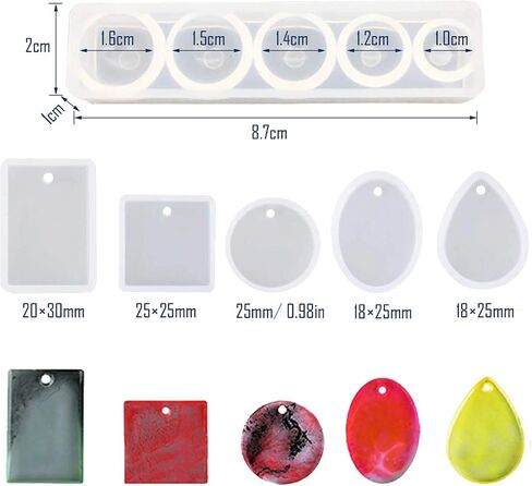 Woohome 19 PCS Epoxy Resin Molds Silicone Pendant Mould, 100 PCS Eye Screw and 5 PCS Droppers for Jewellery Making in Saudi Arabia