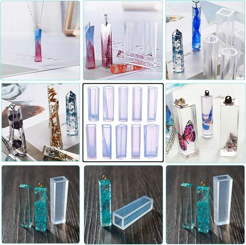 Woohome 19 PCS Epoxy Resin Molds Silicone Pendant Mould, 100 PCS Eye Screw and 5 PCS Droppers for Jewellery Making in Saudi Arabia