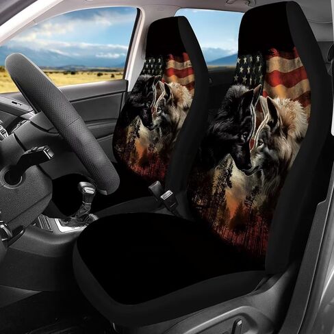 American Flag Eagle Car Seat Covers Full Set Universal Car Front and Rear Seat Covers Cushion Set Auto Accessories Interior Protector Universal Fit for Most Car Truck SUV Vans in Saudi Arabia
