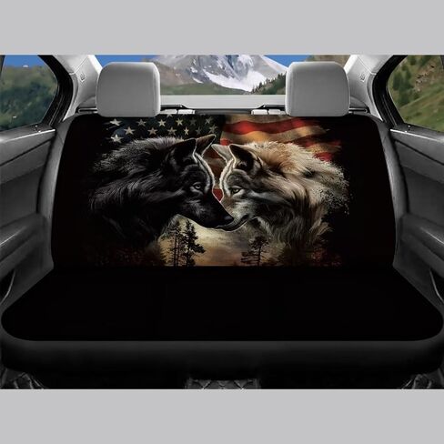 American Flag Eagle Car Seat Covers Full Set Universal Car Front and Rear Seat Covers Cushion Set Auto Accessories Interior Protector Universal Fit for Most Car Truck SUV Vans in Saudi Arabia