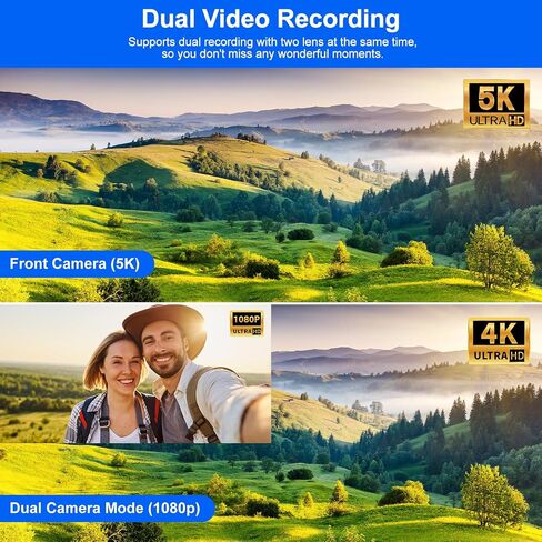 Video Camera Camcorder, 4K 56MP Dual Lens WiFi 3'' 270° Rotatable 16X Digital Zoom Touch Screen Vlogging Camera YouTube Podcast Camera Recorder with 64GB SD Card, Microphone, Remote Control, Tripod in Saudi Arabia