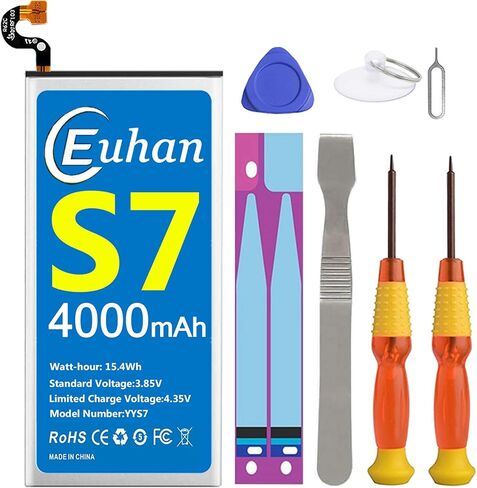 بطارية Galaxy S7، [محدثة] بطارية بديلة Euhan 4000mAh Li-Polymer EB-BG930ABE لهاتف Samsung Galaxy S7 SM-G930 G930V، G930T،G930A،G930P مع مجموعة أدوات إصلاح [خدمة لمدة 24 شهرًا] in Kuwait