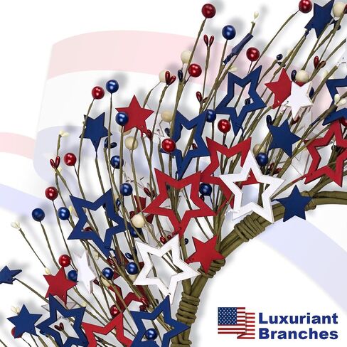 4th of July Independence Day Red White Blue Berry Wreath with Bow, ZOXILEN 20 inch American Flag Stars Wreath Patriotic Decoration Wreath, Memorial Day Flag Day Veterans Day Berry Wreath Hanging Decor in Saudi Arabia