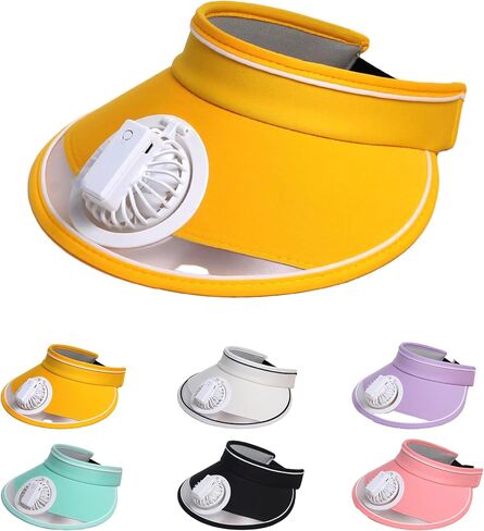 Sun Visors Hat with Fan, Rechargeable Hat with Fan Built in, Fan Hats for Women Kids with 3 Gear Wind Speed in Saudi Arabia