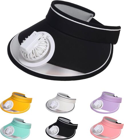 Sun Visors Hat with Fan, Rechargeable Hat with Fan Built in, Fan Hats for Women Kids with 3 Gear Wind Speed in Saudi Arabia