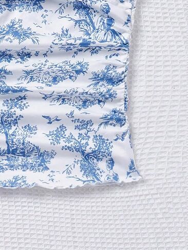 Floerns Women's Allover Print Lace Trim Bowknot Strapless Bandeau Ruched Crop Tube Top in Saudi Arabia