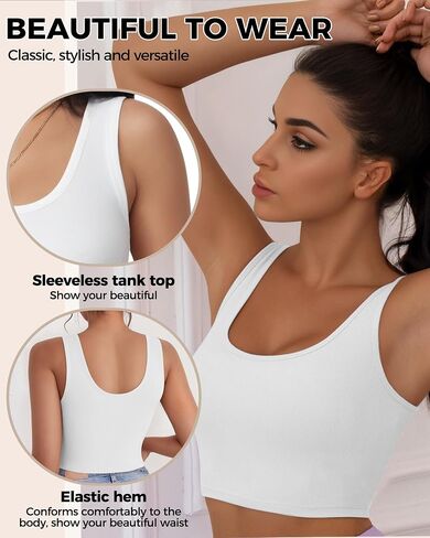1-3Pcs Crop Tops for Women, U Neck Sleeveless Tank Tops, Basic Cropped Racerback Going Out Tops Athletic Sports Shirts in Saudi Arabia