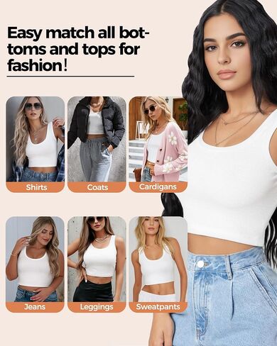 1-3Pcs Crop Tops for Women, U Neck Sleeveless Tank Tops, Basic Cropped Racerback Going Out Tops Athletic Sports Shirts in Saudi Arabia