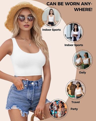 1-3Pcs Crop Tops for Women, U Neck Sleeveless Tank Tops, Basic Cropped Racerback Going Out Tops Athletic Sports Shirts in Saudi Arabia