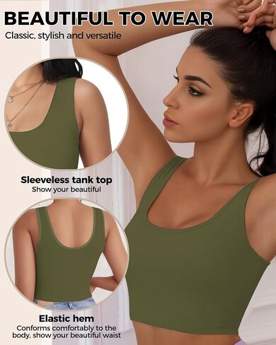1-3Pcs Crop Tops for Women, U Neck Sleeveless Tank Tops, Basic Cropped Racerback Going Out Tops Athletic Sports Shirts in Saudi Arabia