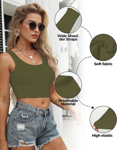 1-3Pcs Crop Tops for Women, U Neck Sleeveless Tank Tops, Basic Cropped Racerback Going Out Tops Athletic Sports Shirts in Saudi Arabia
