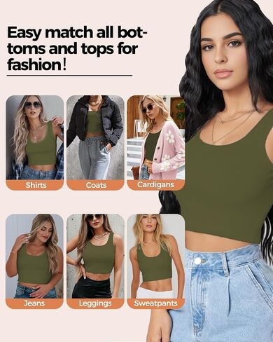 1-3Pcs Crop Tops for Women, U Neck Sleeveless Tank Tops, Basic Cropped Racerback Going Out Tops Athletic Sports Shirts in Saudi Arabia