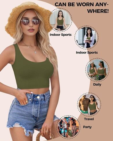 1-3Pcs Crop Tops for Women, U Neck Sleeveless Tank Tops, Basic Cropped Racerback Going Out Tops Athletic Sports Shirts in Saudi Arabia