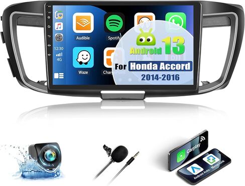 ستيريو سيارة 2G+32G Android 13 لسيارة Honda Accord 2014-2016(2.0L;LHD) مع Carplay Android Auto، راديو سيارة بشاشة لمس 10.1 بوصة مع GPS Bluetooth، راديو WiFi/FM/RDS، SWC+كاميرا احتياطية (دليل A/ ج) in Saudi Arabia