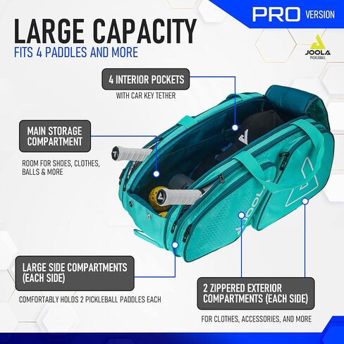 JOOLA Tour Elite Pro Pickleball Bag – Backpack & Duffle Bag for Paddles & Pickleball Accessories – Thermal Insulated Pockets Hold 4+ Paddles - Includes Fence Hook in Saudi Arabia