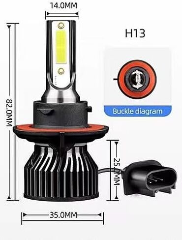 2 قطعة H13 LED مجموعة مصابيح الضباب الخفيفة، H13 LED عالية الشعاع المنخفض لمبات الشعاع، عمر 100,000+ ساعة، 6000K أبيض بارد، IP67 مقاوم للماء، حزمة من 2 in Kuwait