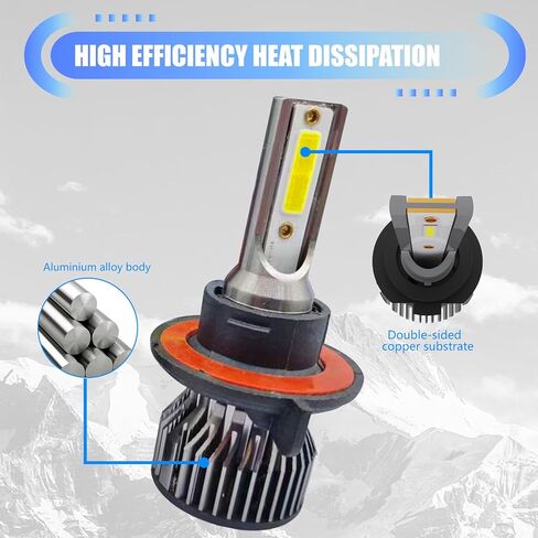 2 قطعة H13 LED مجموعة مصابيح الضباب الخفيفة، H13 LED عالية الشعاع المنخفض لمبات الشعاع، عمر 100,000+ ساعة، 6000K أبيض بارد، IP67 مقاوم للماء، حزمة من 2 in Kuwait