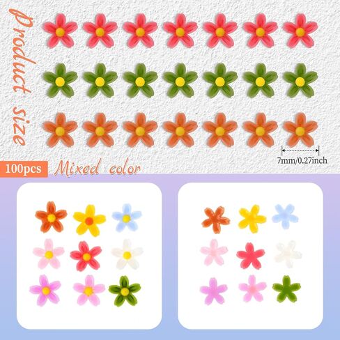 100 PCS Micro Resin Daisy Blooms Flower Beads Garden Miniature Polyresin Flowers Mini Accessories Flowers for Crafts Miniature Flowers for Terrarium Zen Garden Back Garden Micro Landscaping Decoration in Saudi Arabia