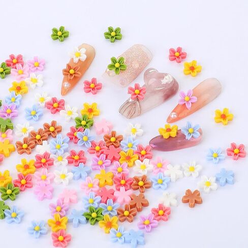 100 PCS Micro Resin Daisy Blooms Flower Beads Garden Miniature Polyresin Flowers Mini Accessories Flowers for Crafts Miniature Flowers for Terrarium Zen Garden Back Garden Micro Landscaping Decoration in Saudi Arabia