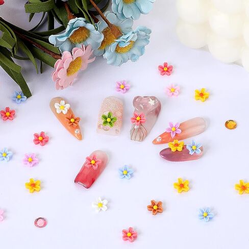100 PCS Micro Resin Daisy Blooms Flower Beads Garden Miniature Polyresin Flowers Mini Accessories Flowers for Crafts Miniature Flowers for Terrarium Zen Garden Back Garden Micro Landscaping Decoration in Saudi Arabia
